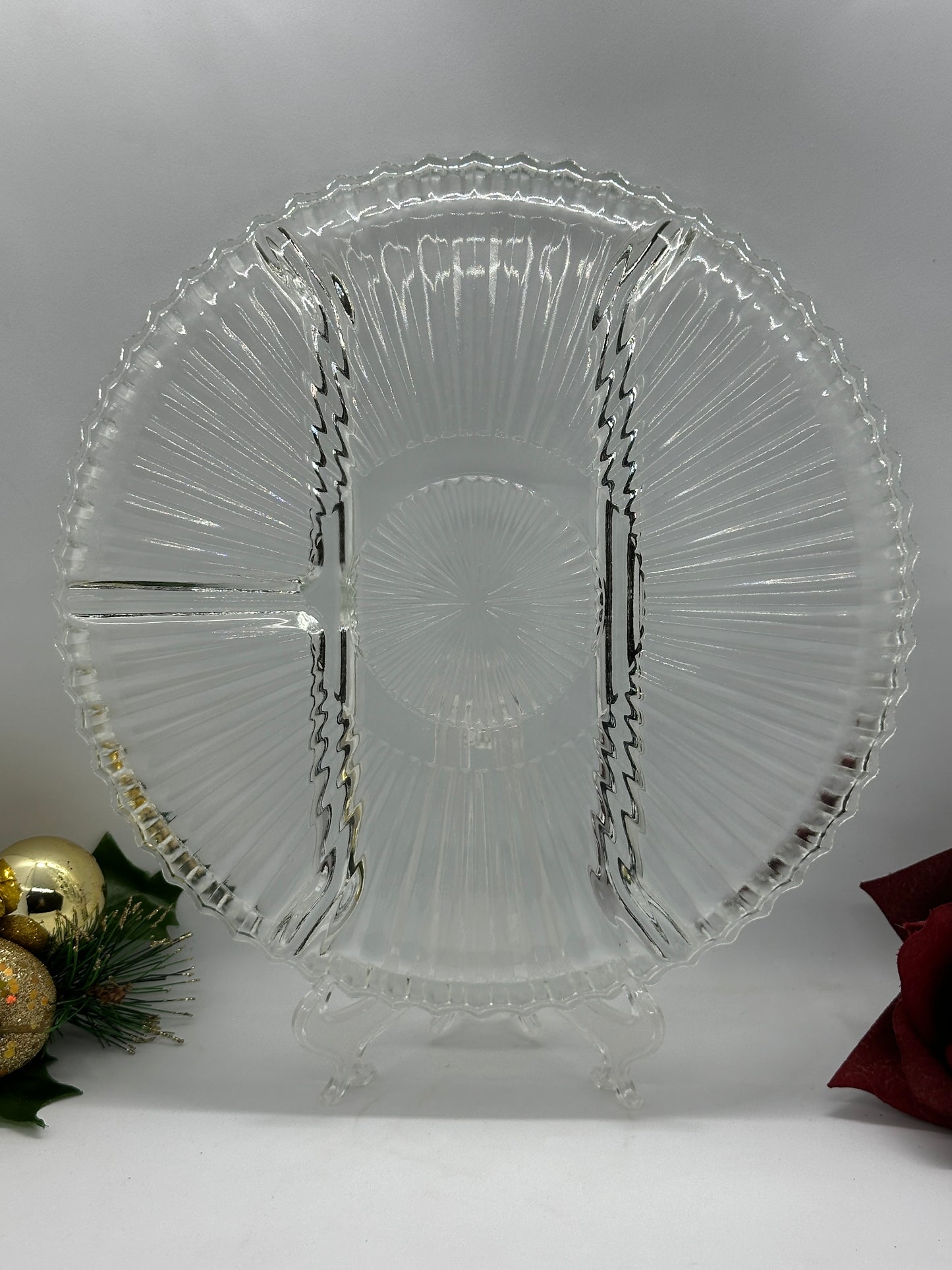 Vintage Indiana Glass 4 Section Relish Plates