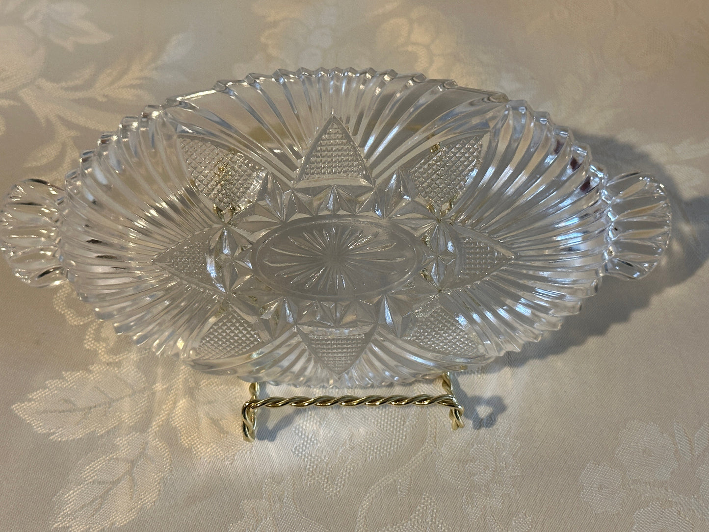 Vintage Hazel Atlas Glass Line 573 Clear Fan & Triangle Pattern Pressed Glass