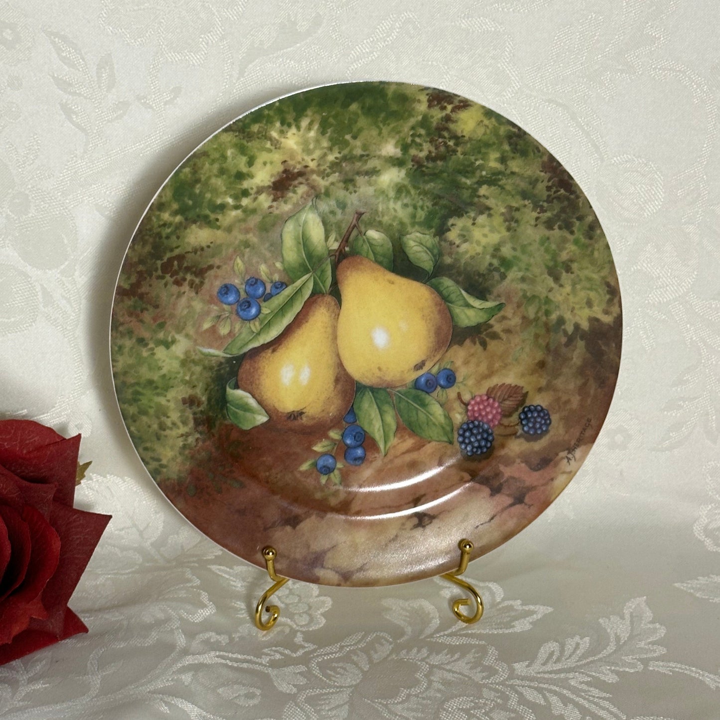Vintage Rochard Limoges France, Fruit Still Life China Dessert Plates