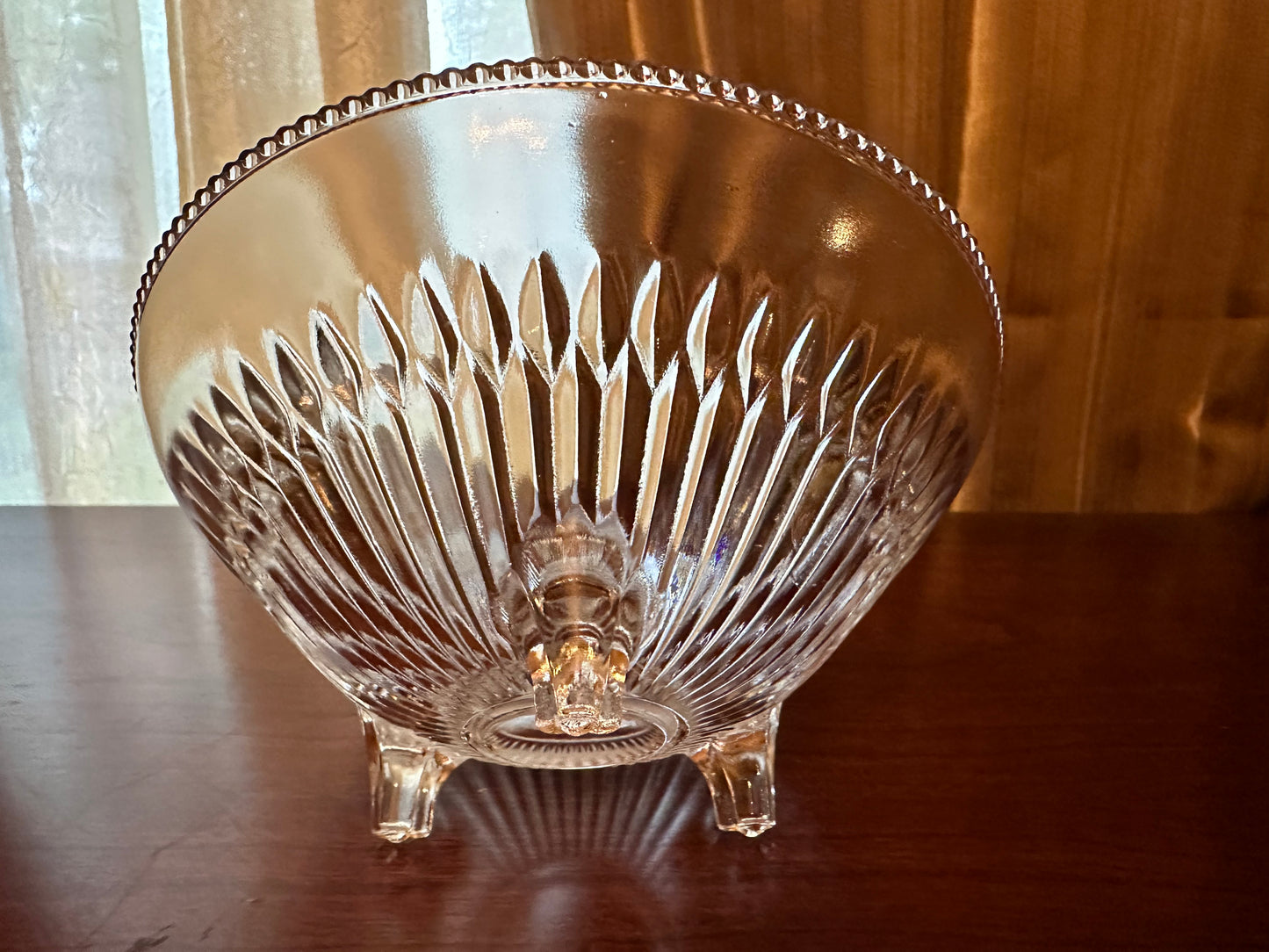 Jeannette Glass Three Footed Glass Bowl