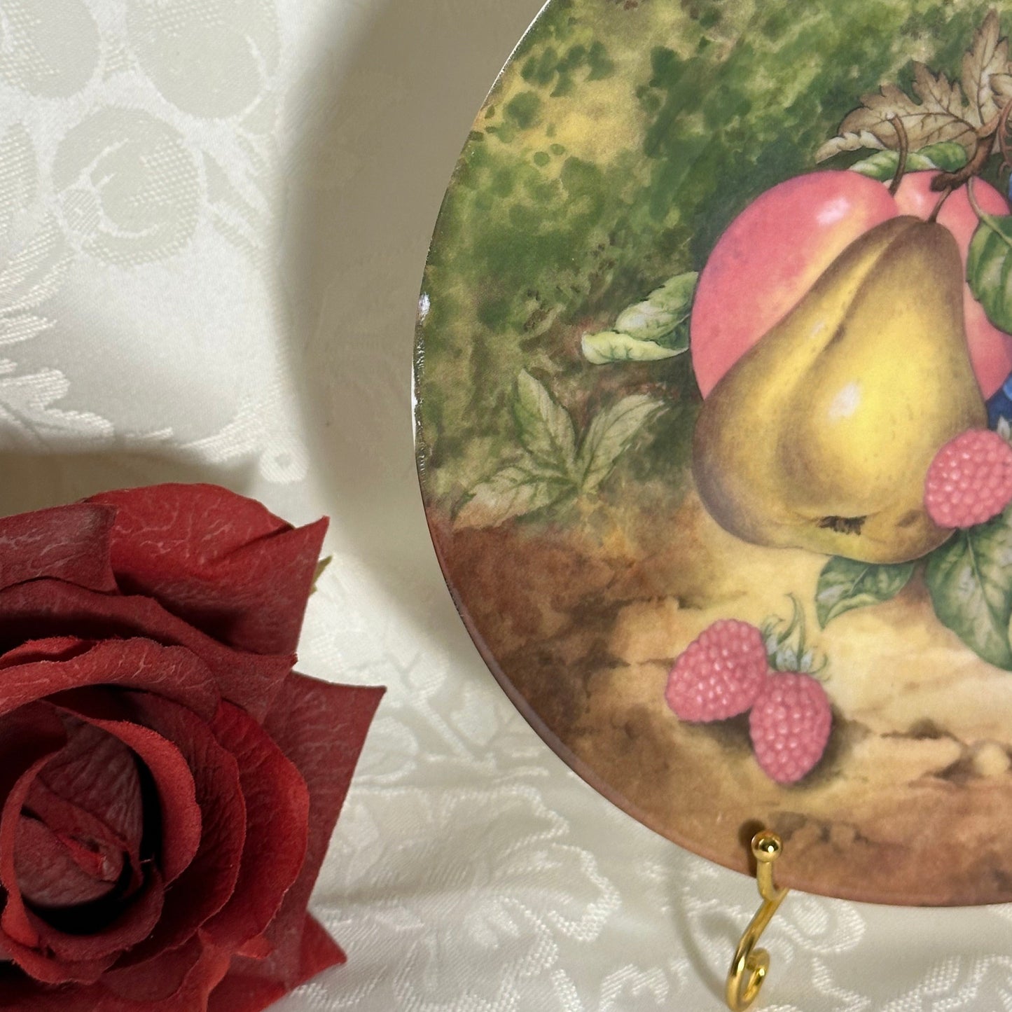 Vintage Rochard Limoges France, Fruit Still Life China Dessert Plates