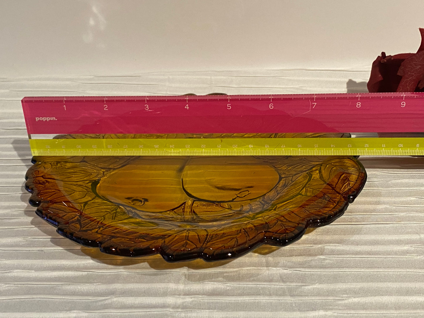 Tiara Indiana Glass Plate 8.25” Sweet Pear Amber Burnt Honey