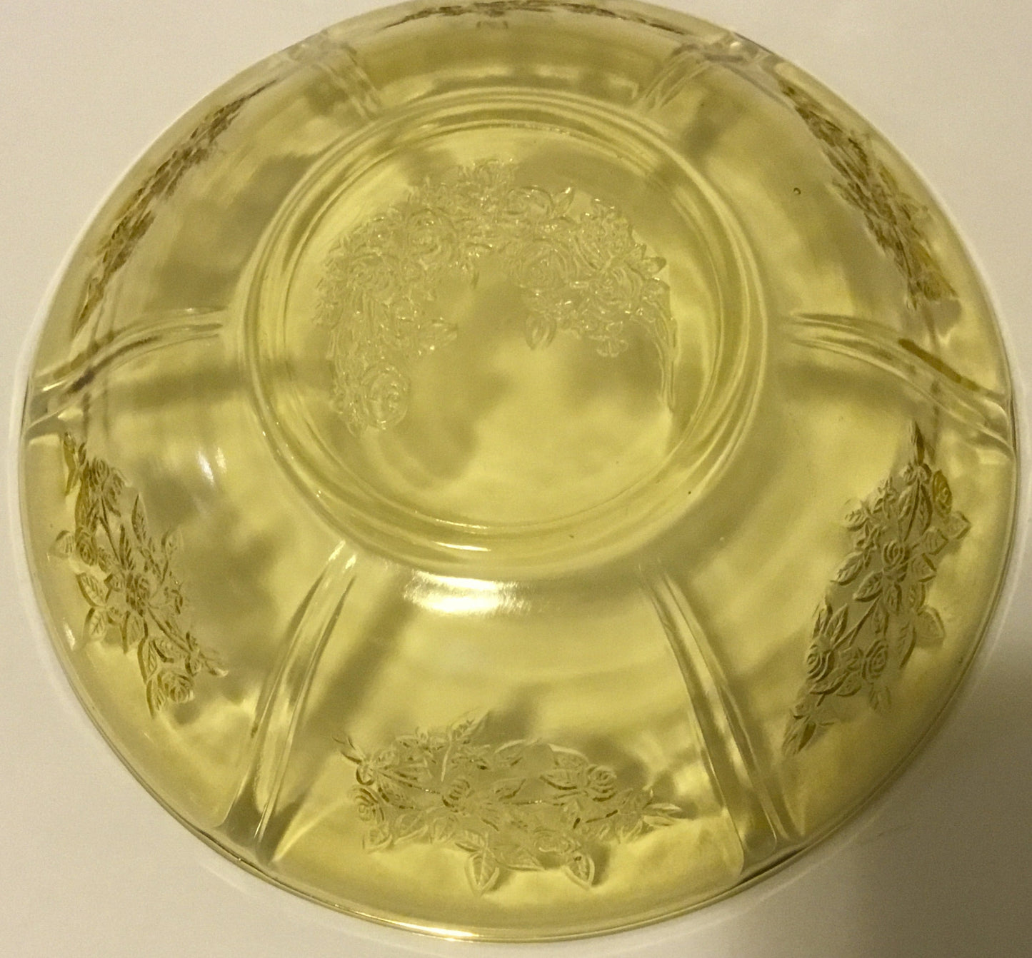 Federal Glass Amber Sharon Cabbage Rose 8" Fruit Bowl