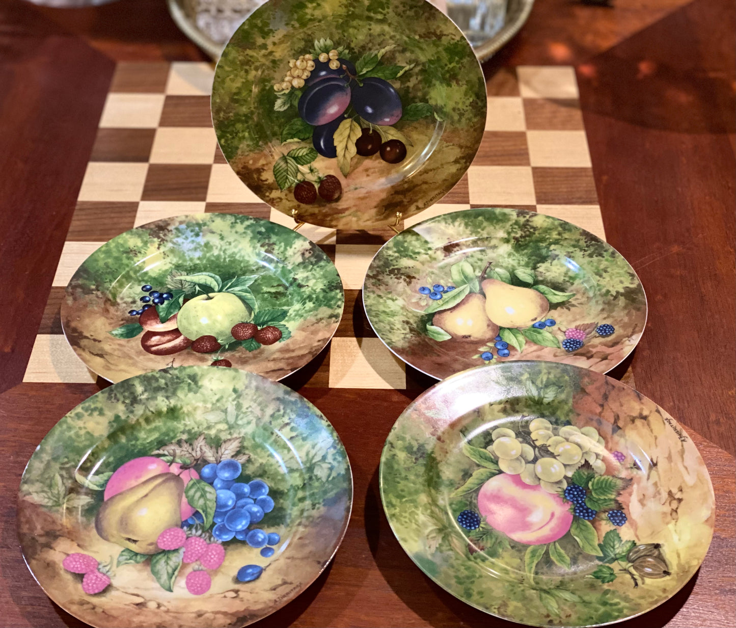 Vintage Rochard Limoges France, Fruit Still Life China Dessert Plates
