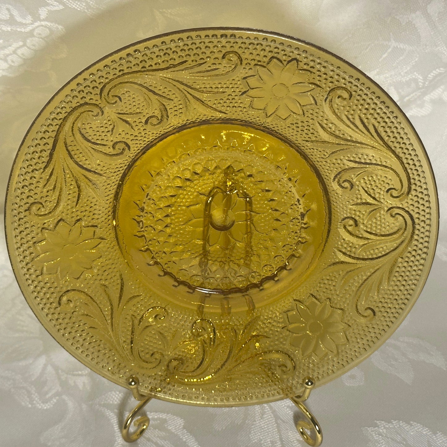 Amber Saucer, Sandwich Collection by TIARA