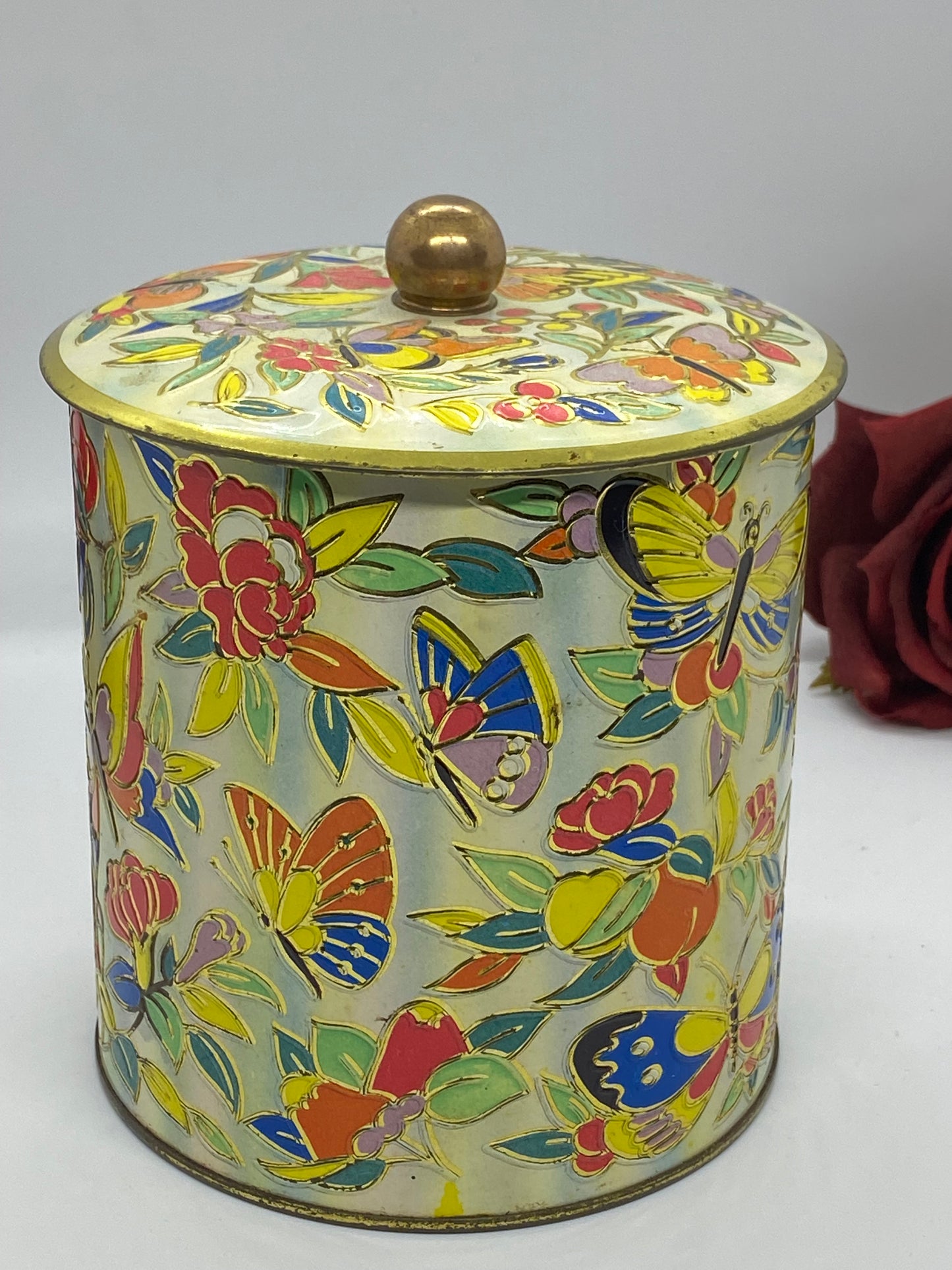 Butterfly Tin, Designed by Daher, Long Island, N. Y. Made in England