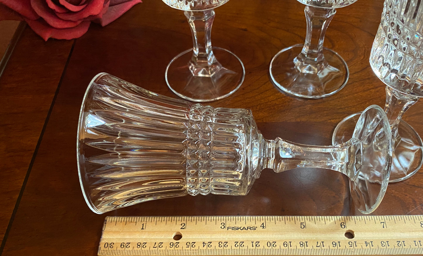 Tiara Fostoria 24% Lead Crystal Clear Ribbed Goblets
