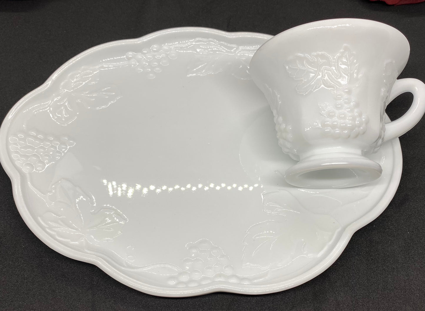 Snack Plate & Punch/Snack Cup Set Harvest Milk Glass by Colony, Sets of 4