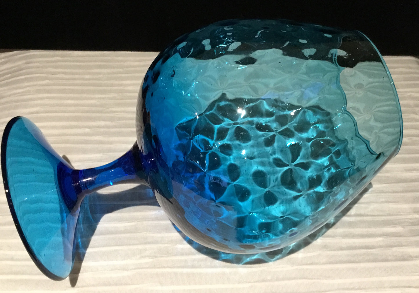 Vintage Empoli Style Stemmed Blue Glass Vase