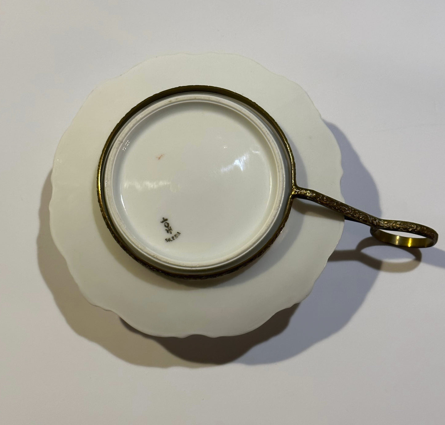 Antique Silesia Germany Scalloped Plate 6" Candle Holder