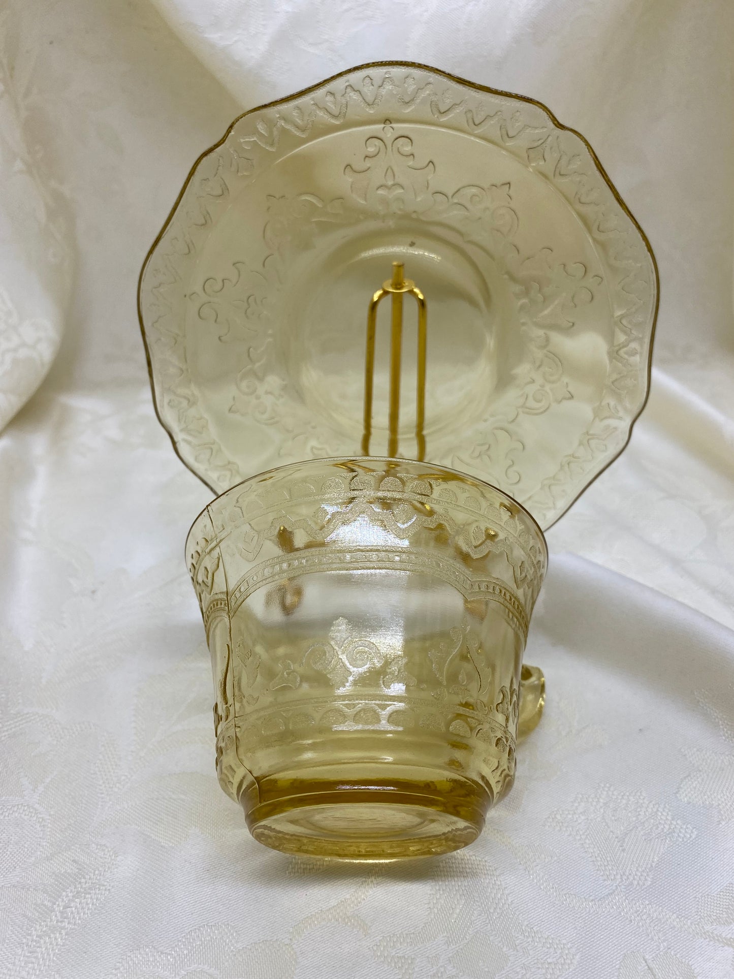 Amber Patrician Spoke by Federal Glass Cup & Sacuer