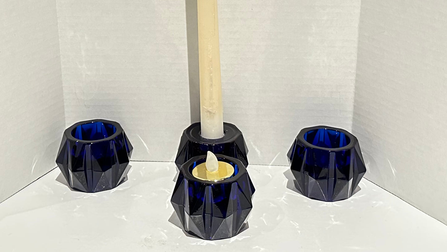 Vintage Cobalt Blue Votive Candle Holders