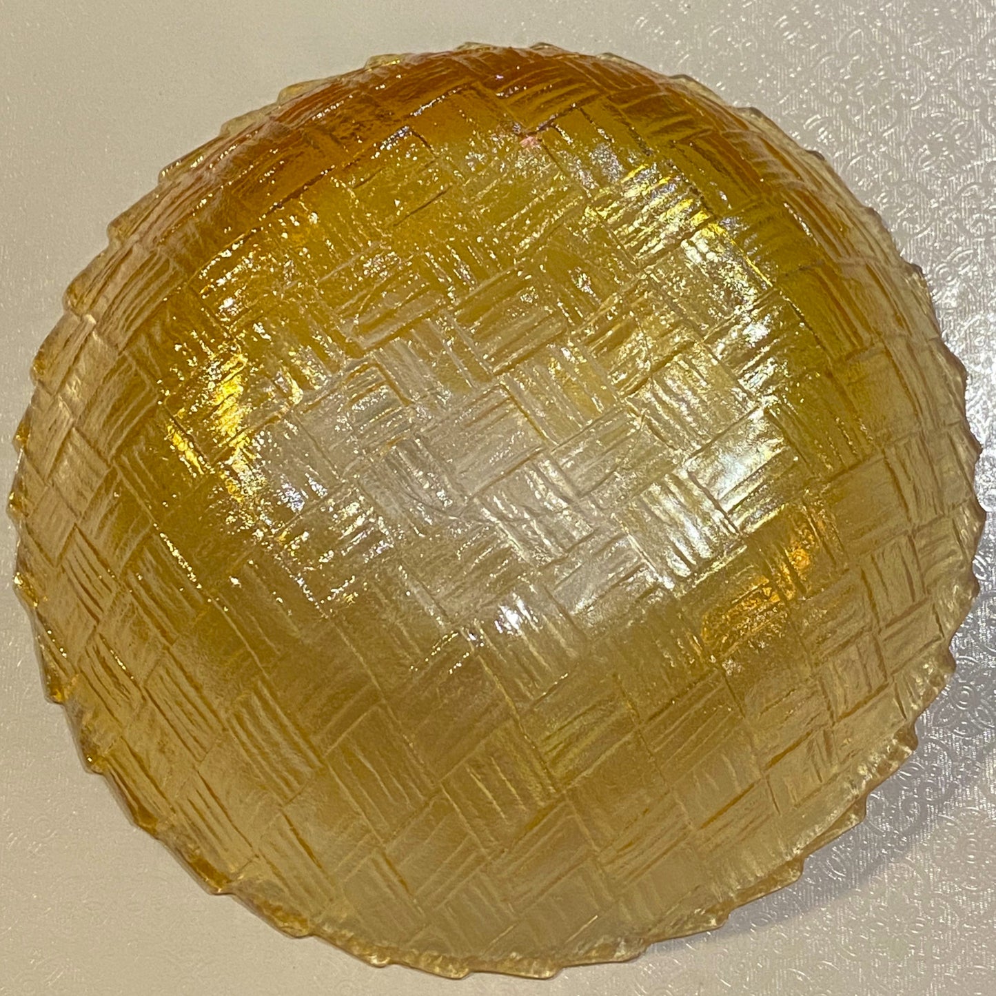 Marigold Carnival Basket Weave Glass Bowl