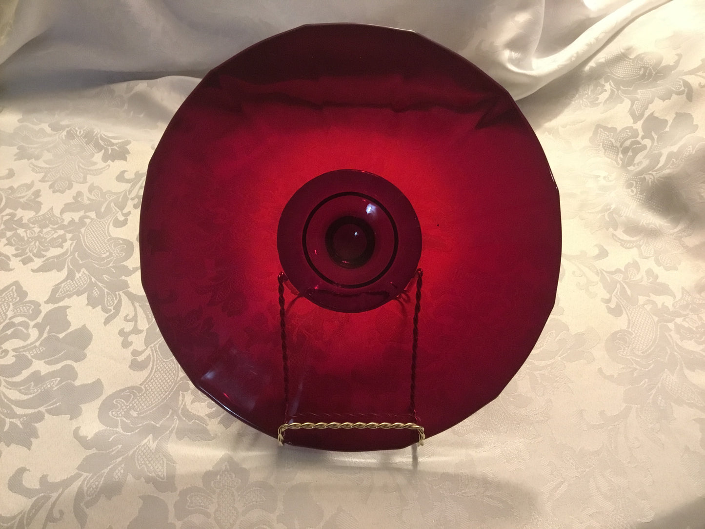 Ruby Red Handled Snack Server Tray