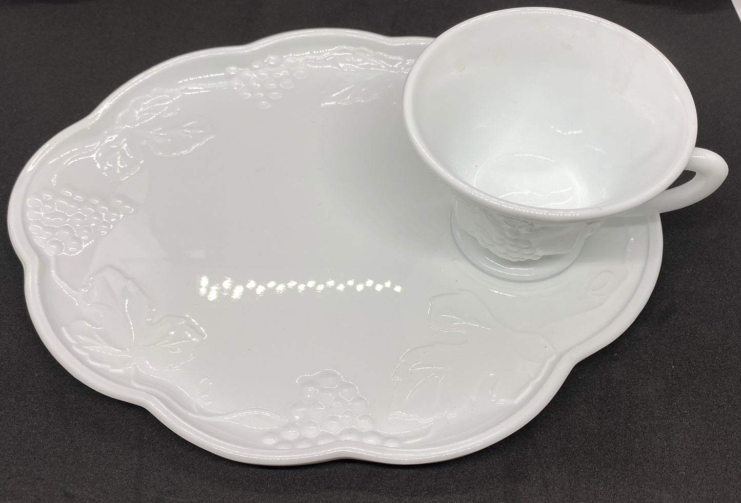 Snack Plate & Punch/Snack Cup Set Harvest Milk Glass by Colony, Sets of 4