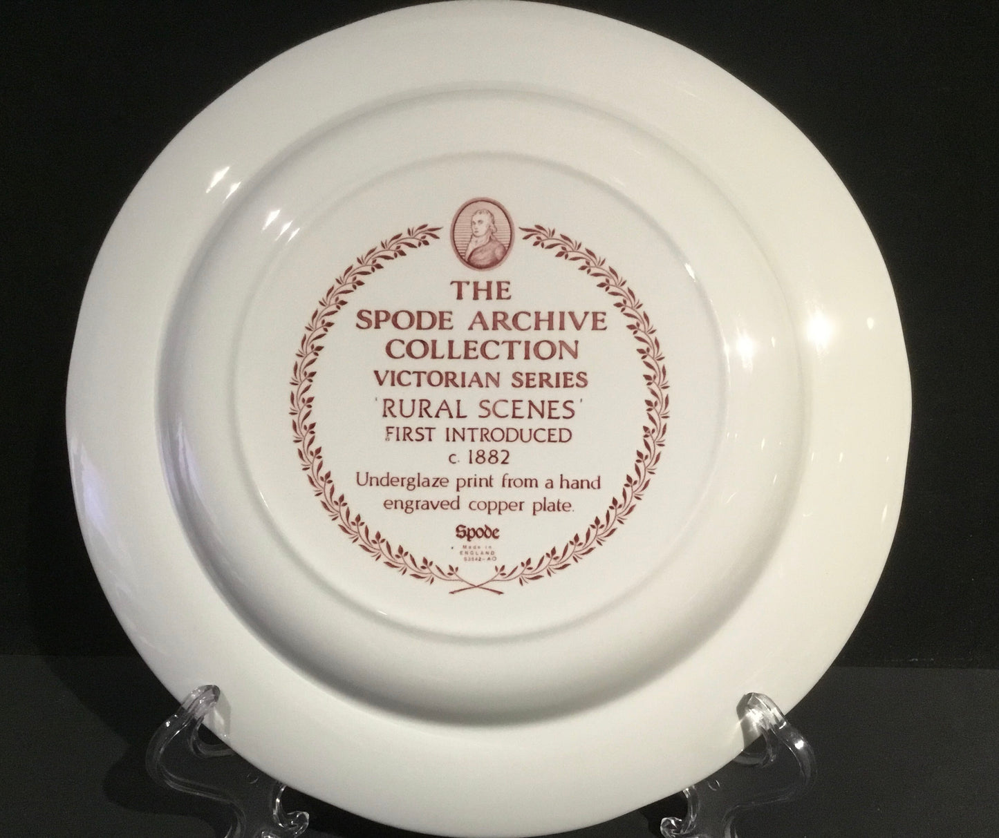 Dinner Plate Archive Collection Cranberry "Rural Scenes" by SPODE