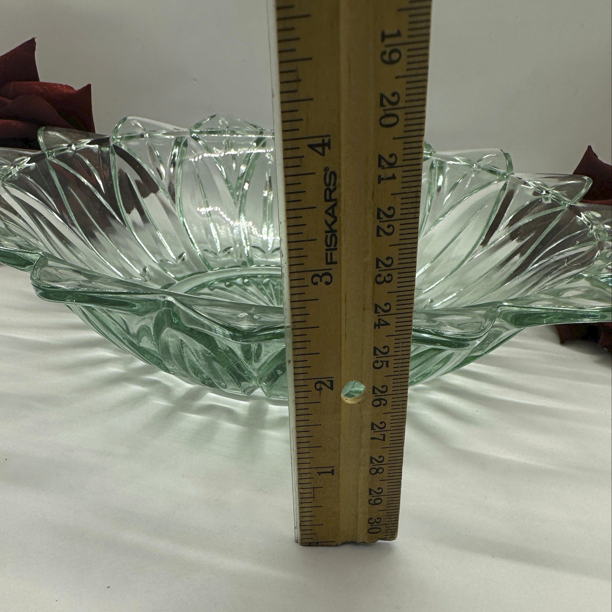 10" FEDERAL GLASS PETAL FLOWER BOWL GREEN