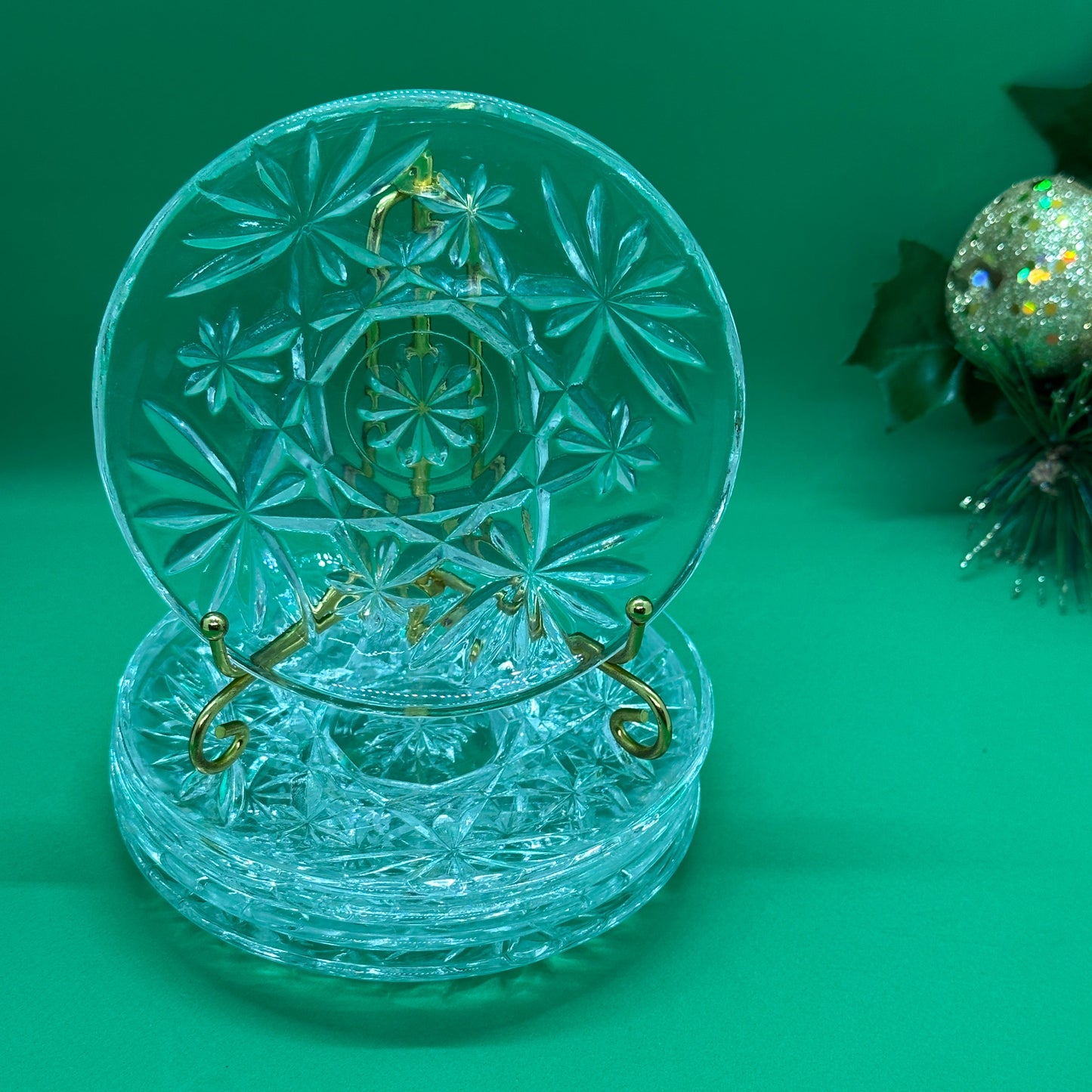 Anchor Hocking Prescut Clear 4.5" Coasters - Lot of 5