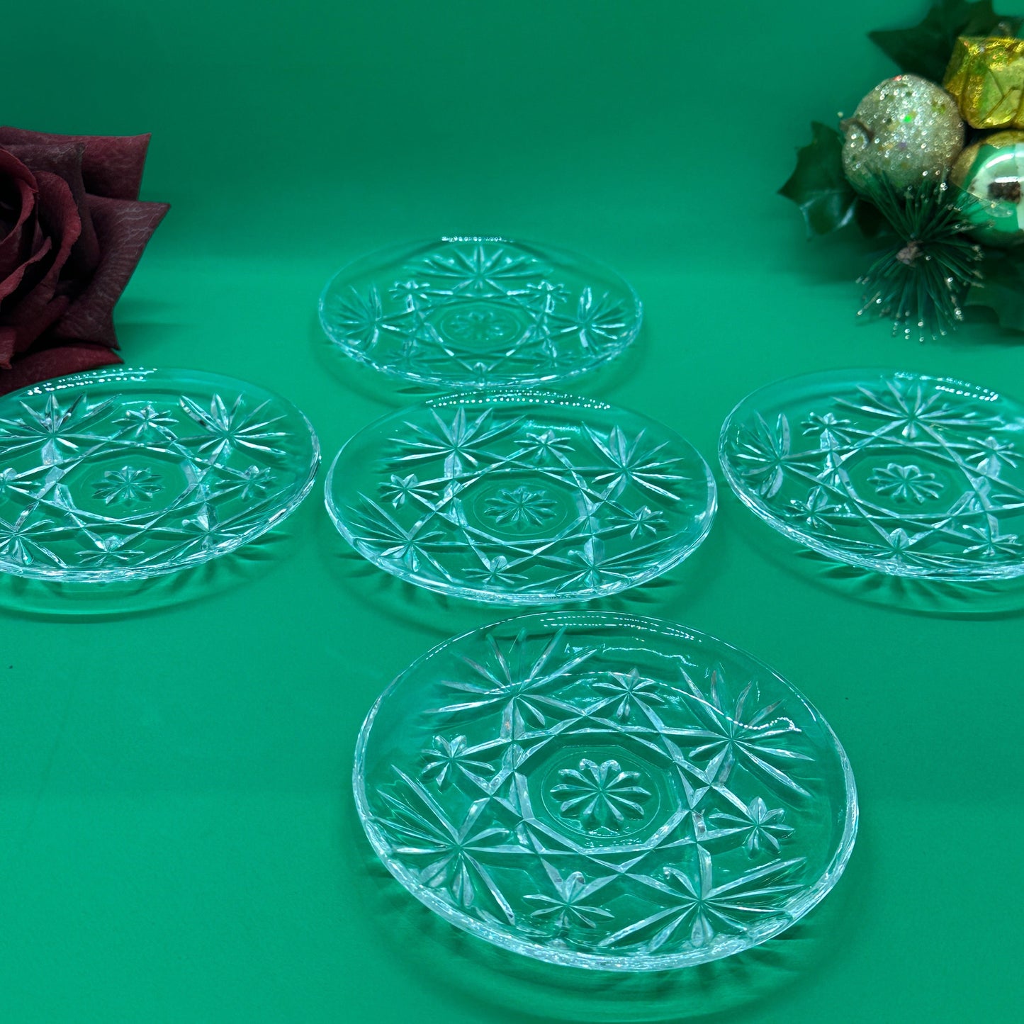 Anchor Hocking Prescut Clear 4.5" Coasters - Lot of 5