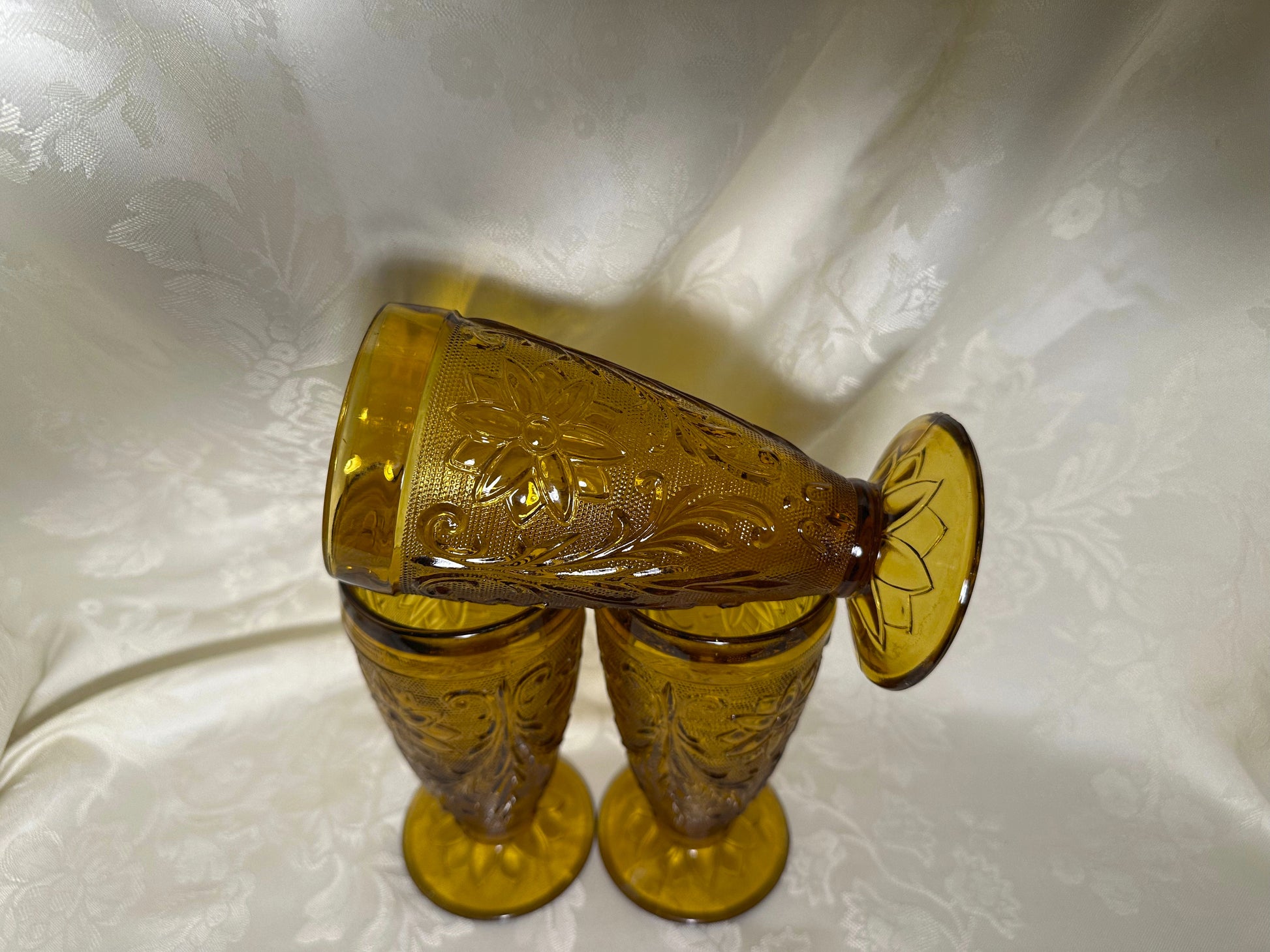 Amber Iced Tea Glass - Sandwich Collection by TIARA