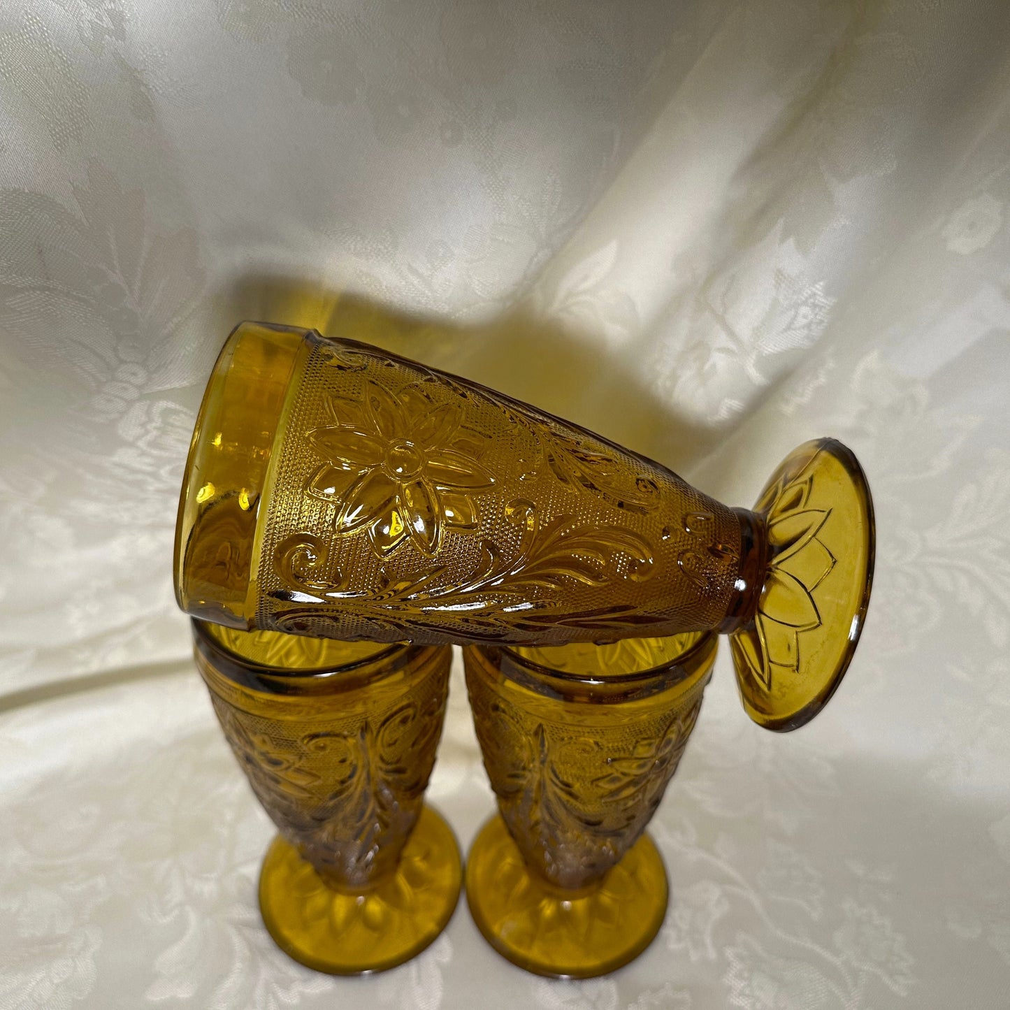 Amber Iced Tea Glass - Sandwich Collection by TIARA