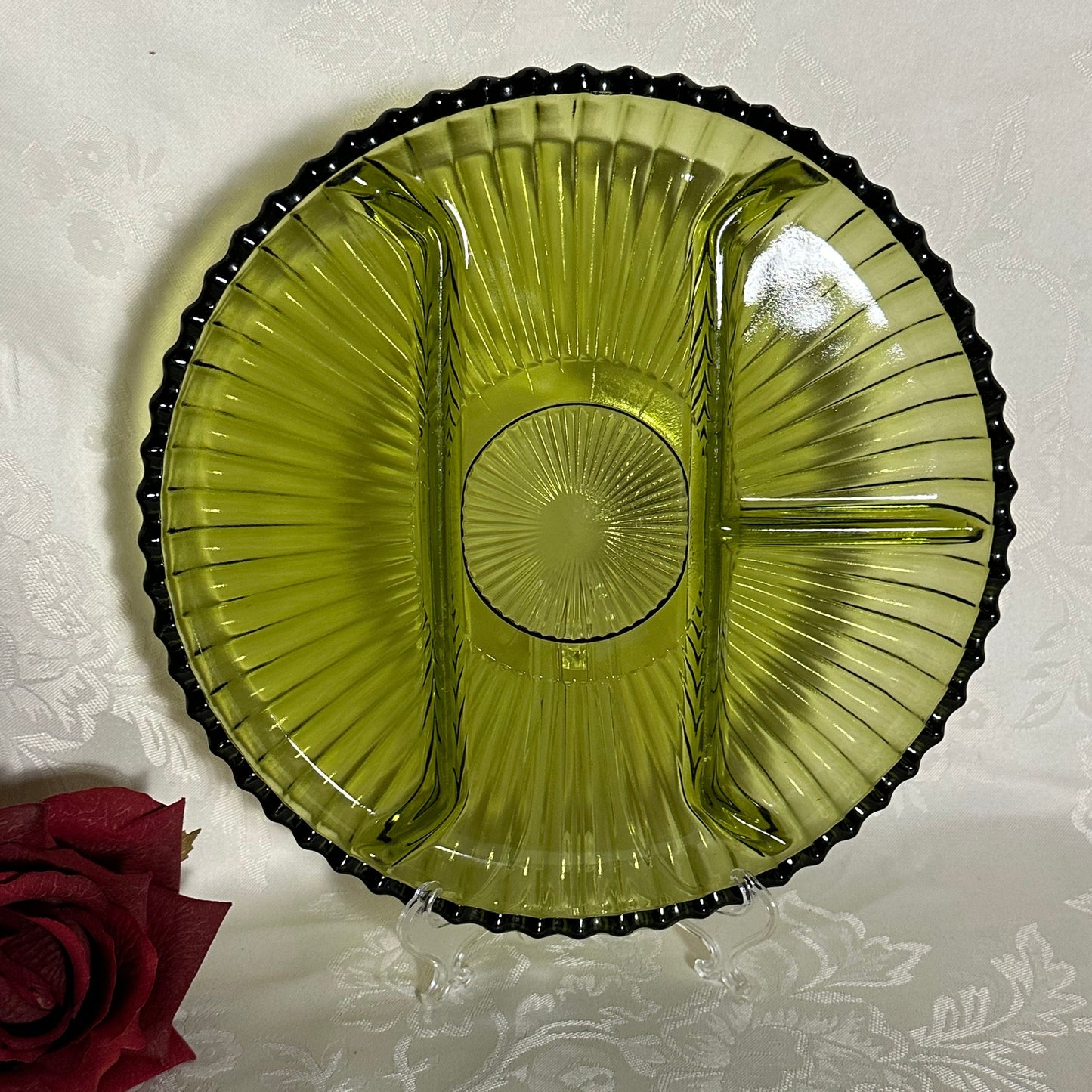 Vintage Indiana Glass 4 Section Relish Plates