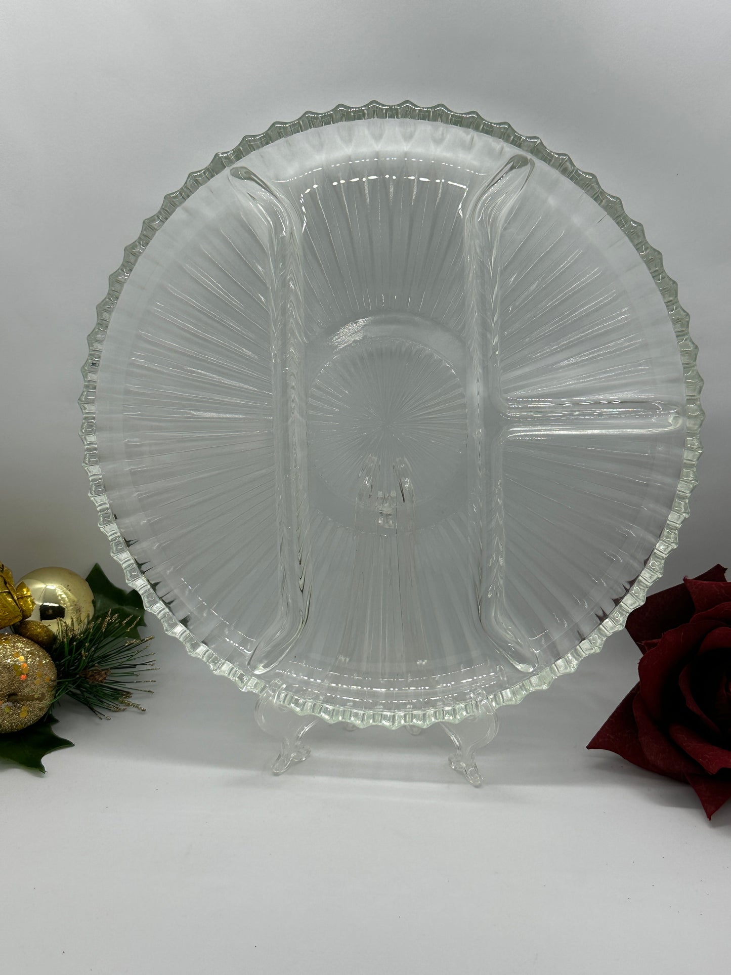 Vintage Indiana Glass 4 Section Relish Plates
