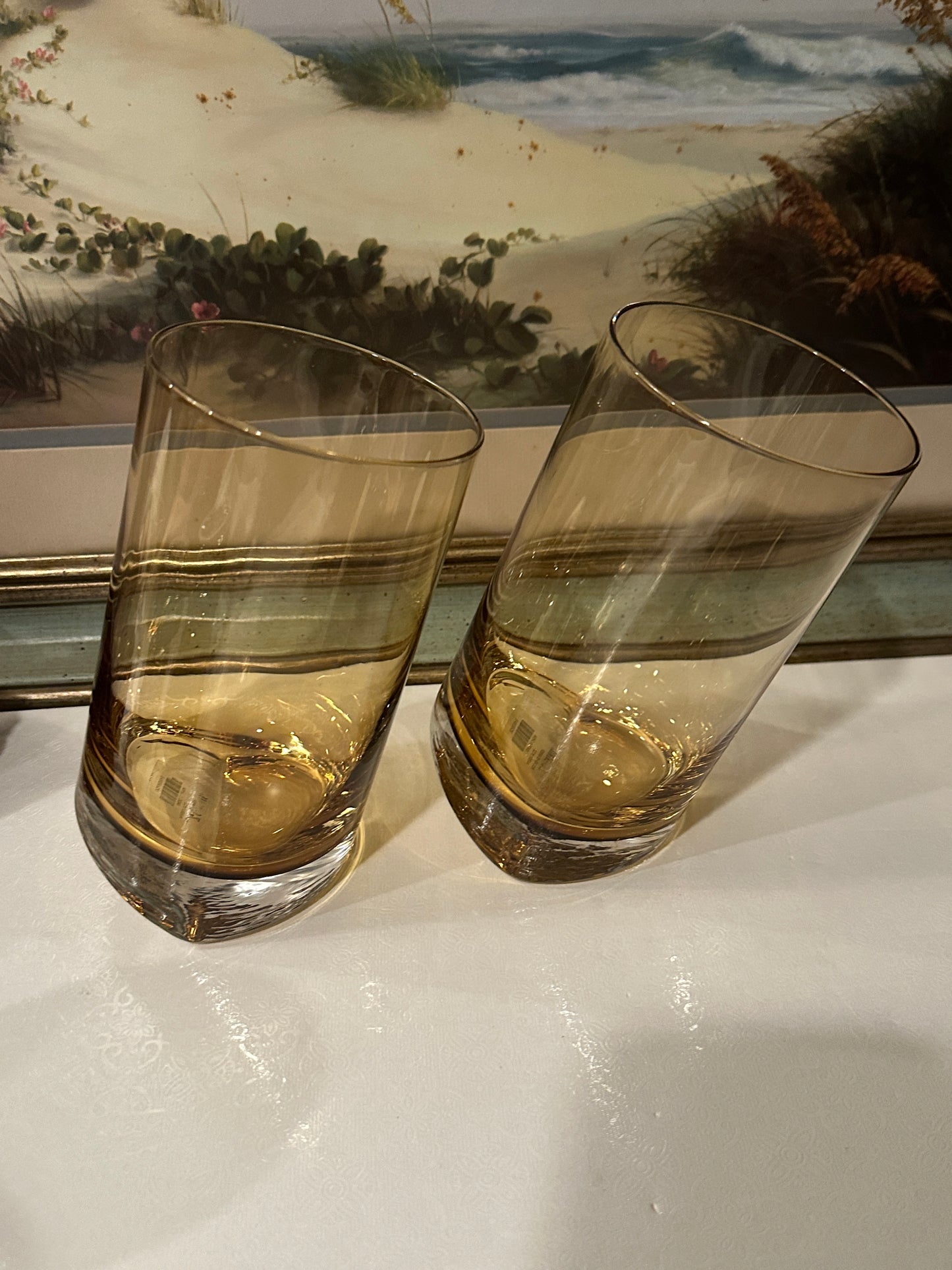 Z Gallerie Rock HB Amber Glasses, Set of 2