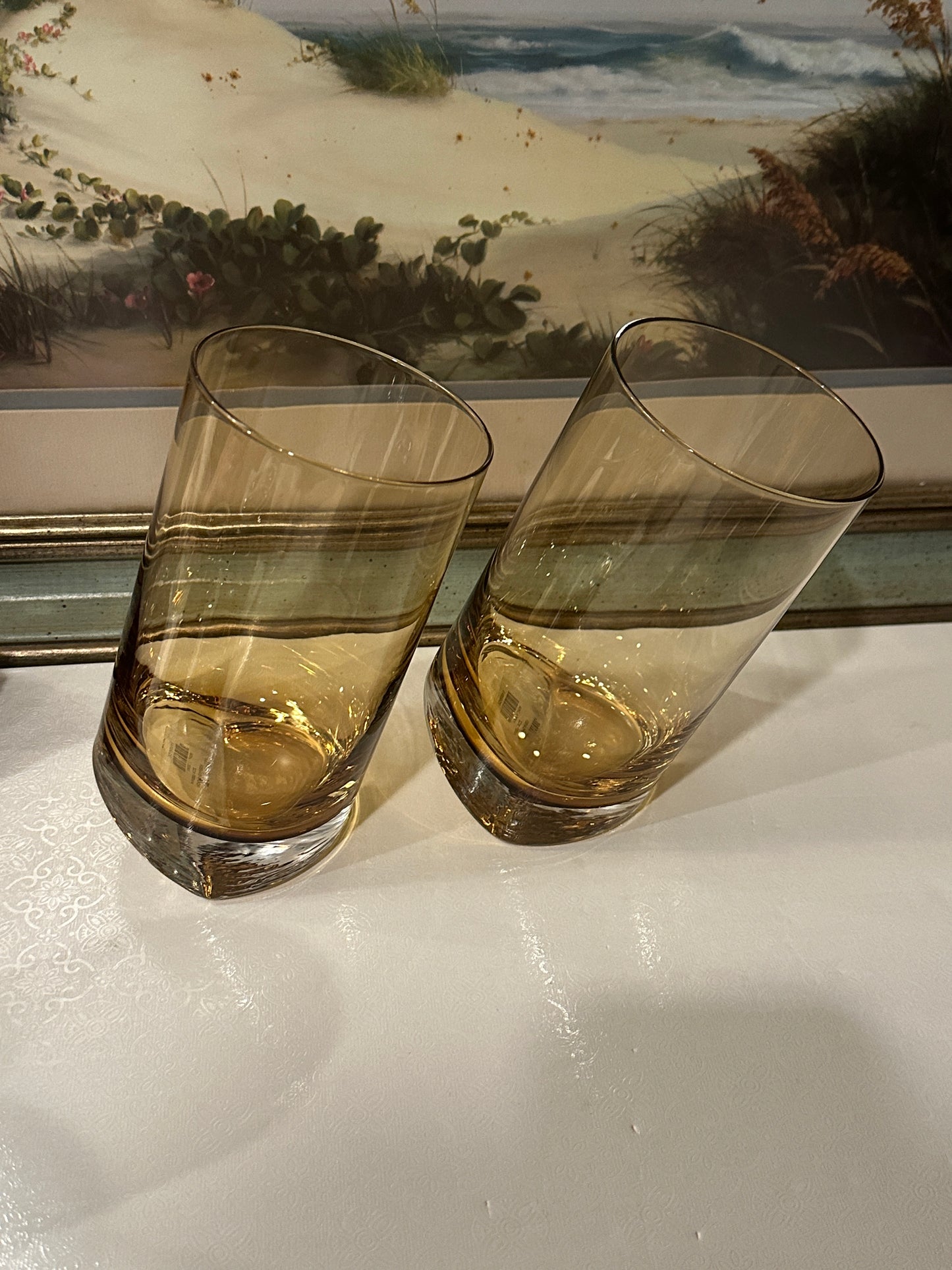 Z Gallerie Rock HB Amber Glasses, Set of 2