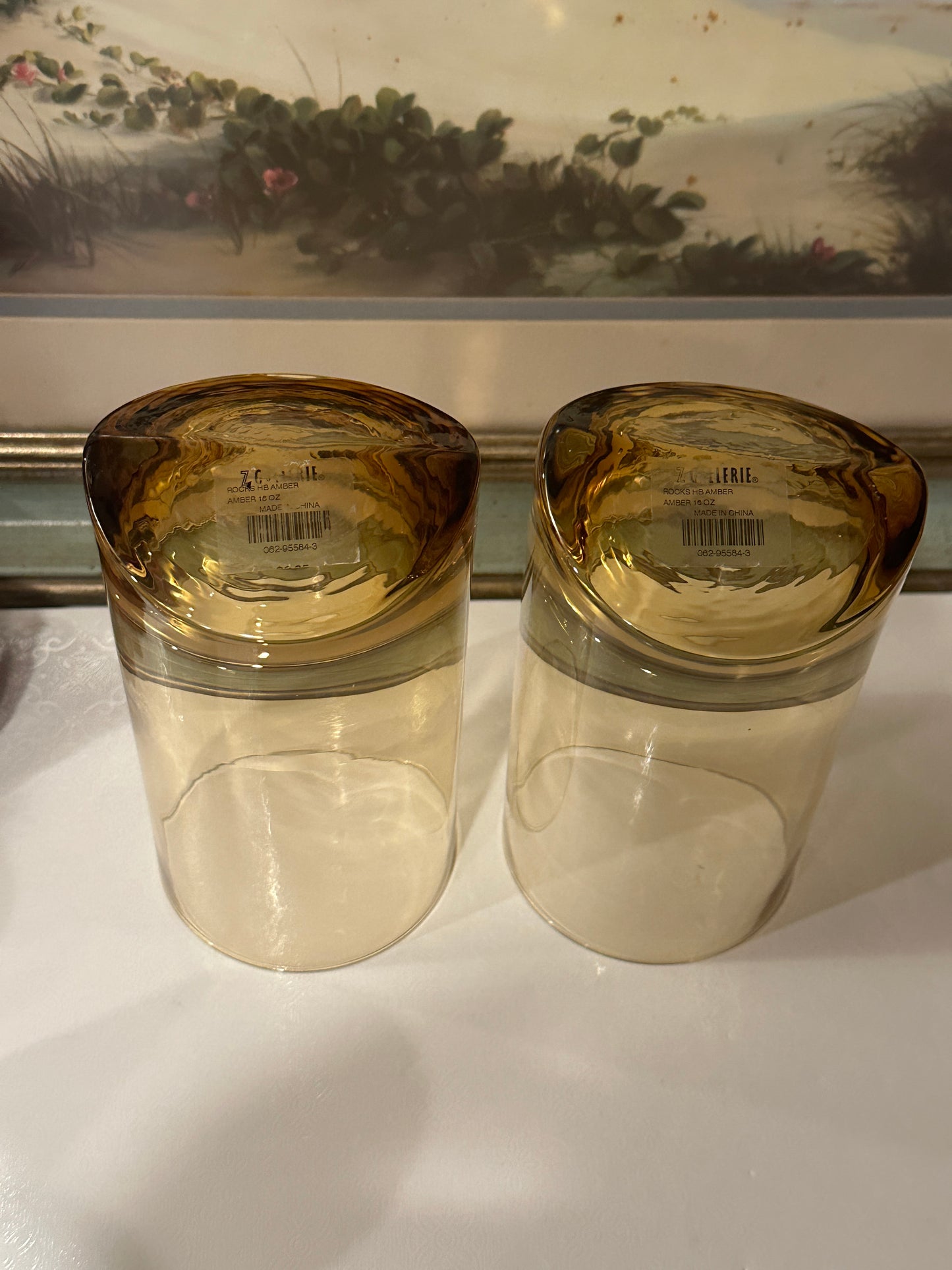 Z Gallerie Rock HB Amber Glasses, Set of 2