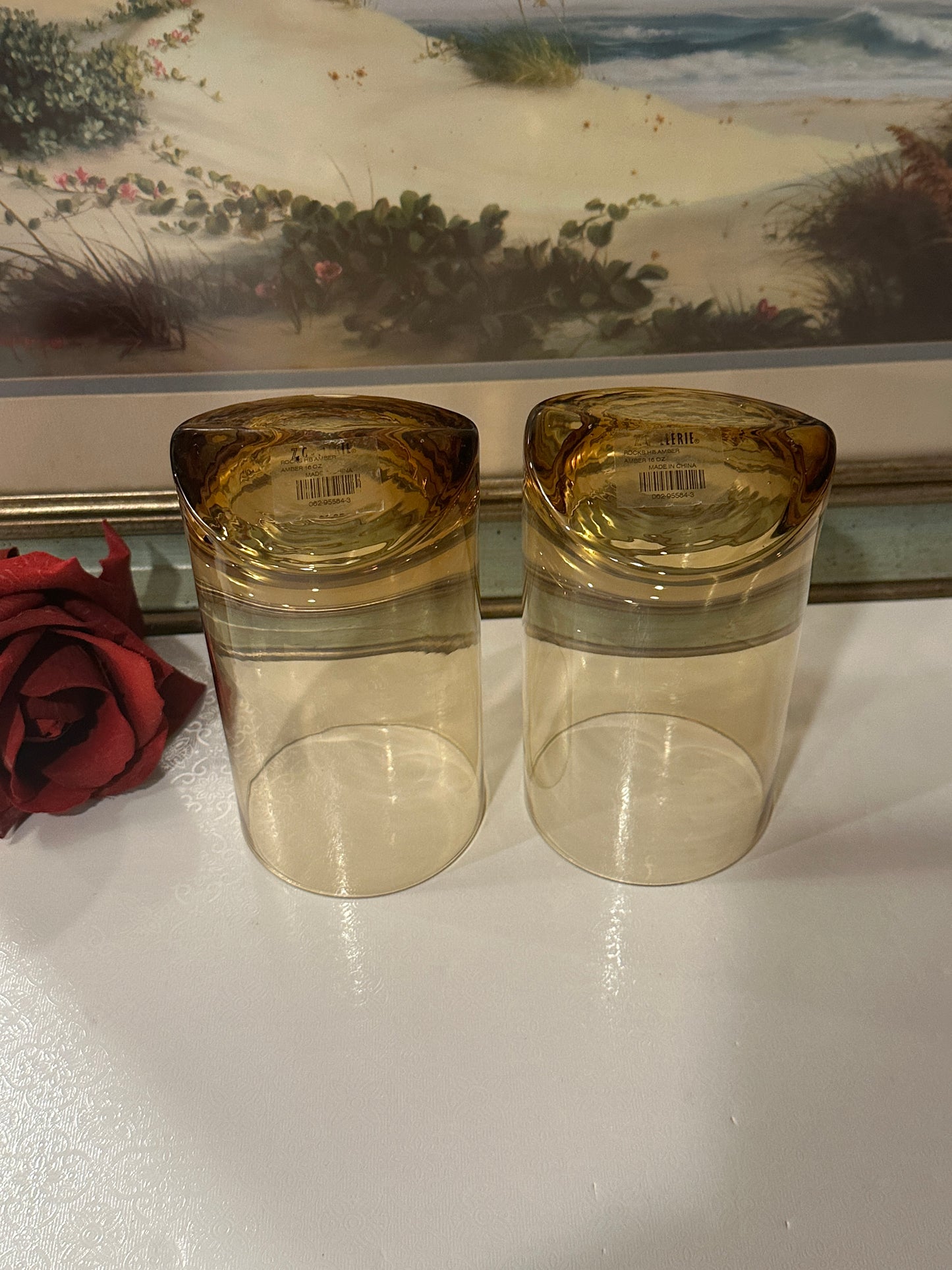 Z Gallerie Rock HB Amber Glasses, Set of 2