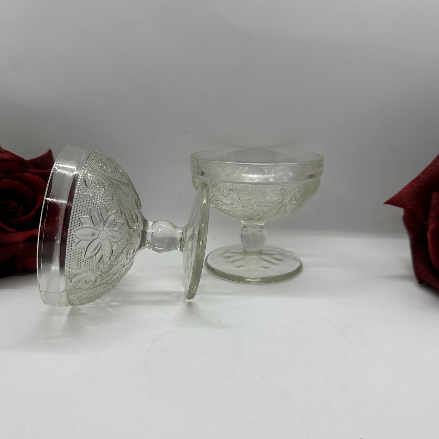 Clear Sandwich Champagne Tall Sherbet Glasses by Anchor Hocking - Set of 2