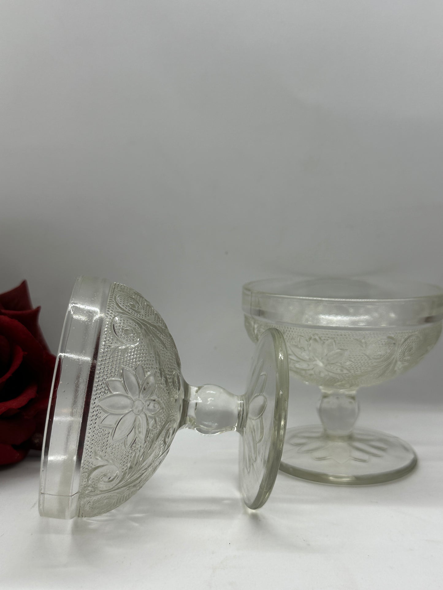 Clear Sandwich Champagne Tall Sherbet Glasses by Anchor Hocking - Set of 2