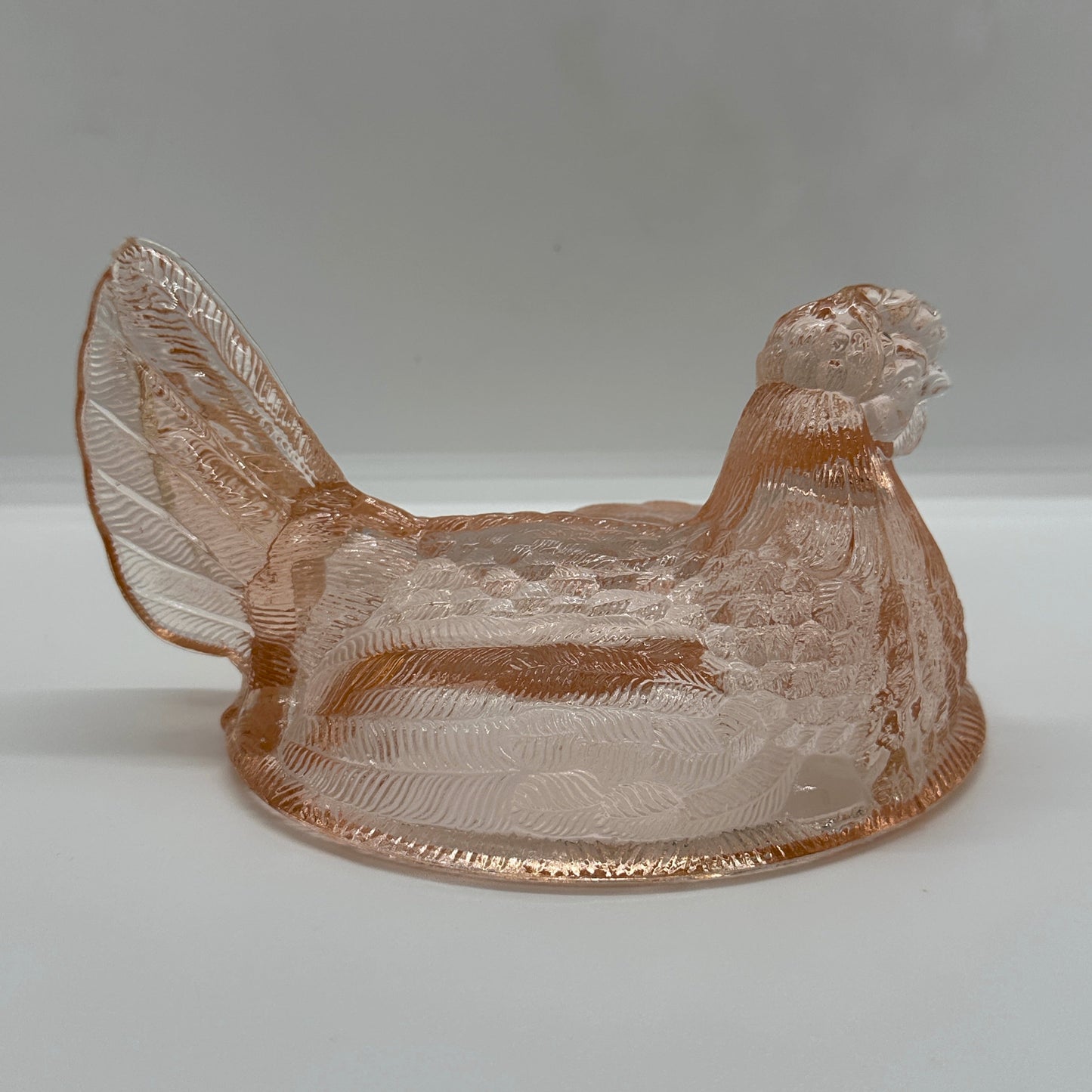 Iridescent Pink / Peach Glass Hen on The Nest Replacement Top Only