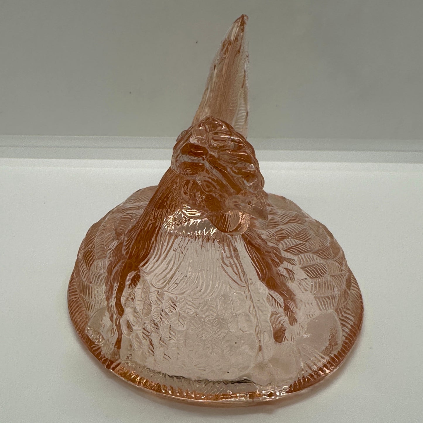 Iridescent Pink / Peach Glass Hen on The Nest Replacement Top Only