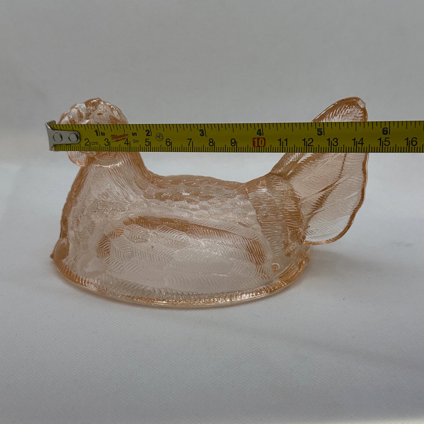 Iridescent Pink / Peach Glass Hen on The Nest Replacement Top Only