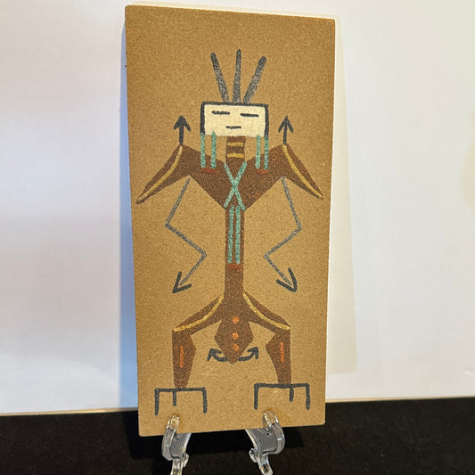 Vintage Souvenir Navajo-Style Sand Painting Figure, Marked "Big Thunder”