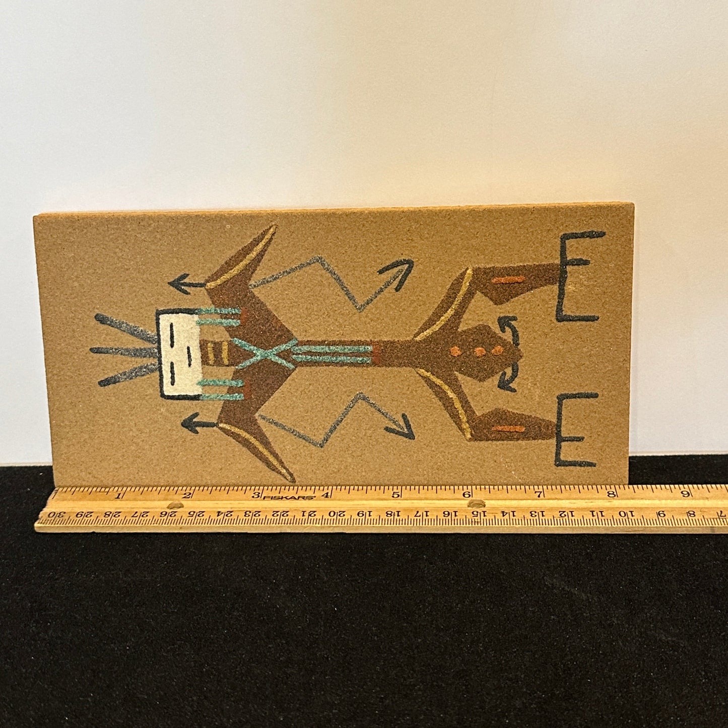 Vintage Souvenir Navajo-Style Sand Painting Figure, Marked "Big Thunder”