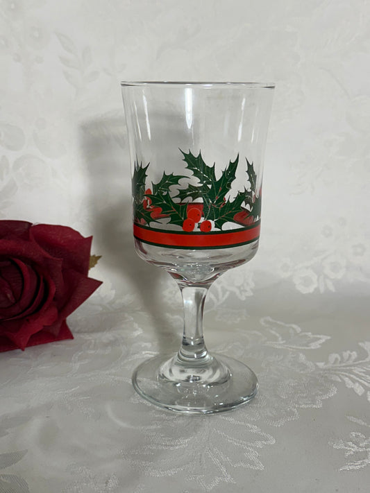 Water Goblet - Holly & Berries by Libbey Glass Company