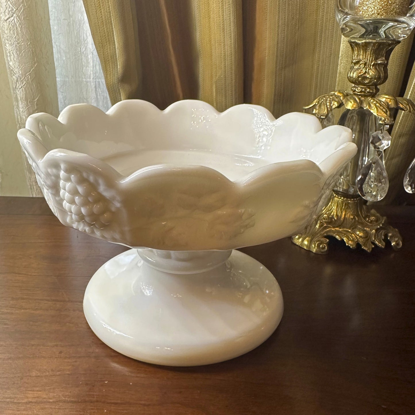 Westmoreland Paneled Grape Milk Glass Punch Bowl Stand