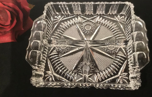 Art Crystal Glass Appetizer plate BOHEMIA Czech