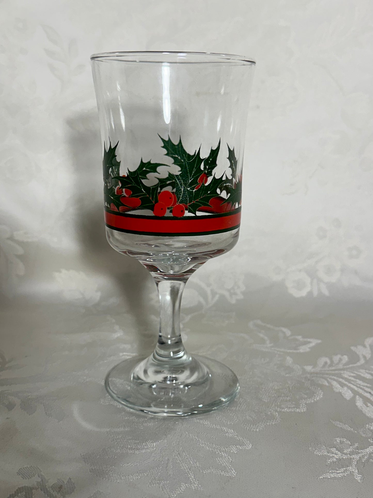 Water Goblet - Holly & Berries by Libbey Glass Company