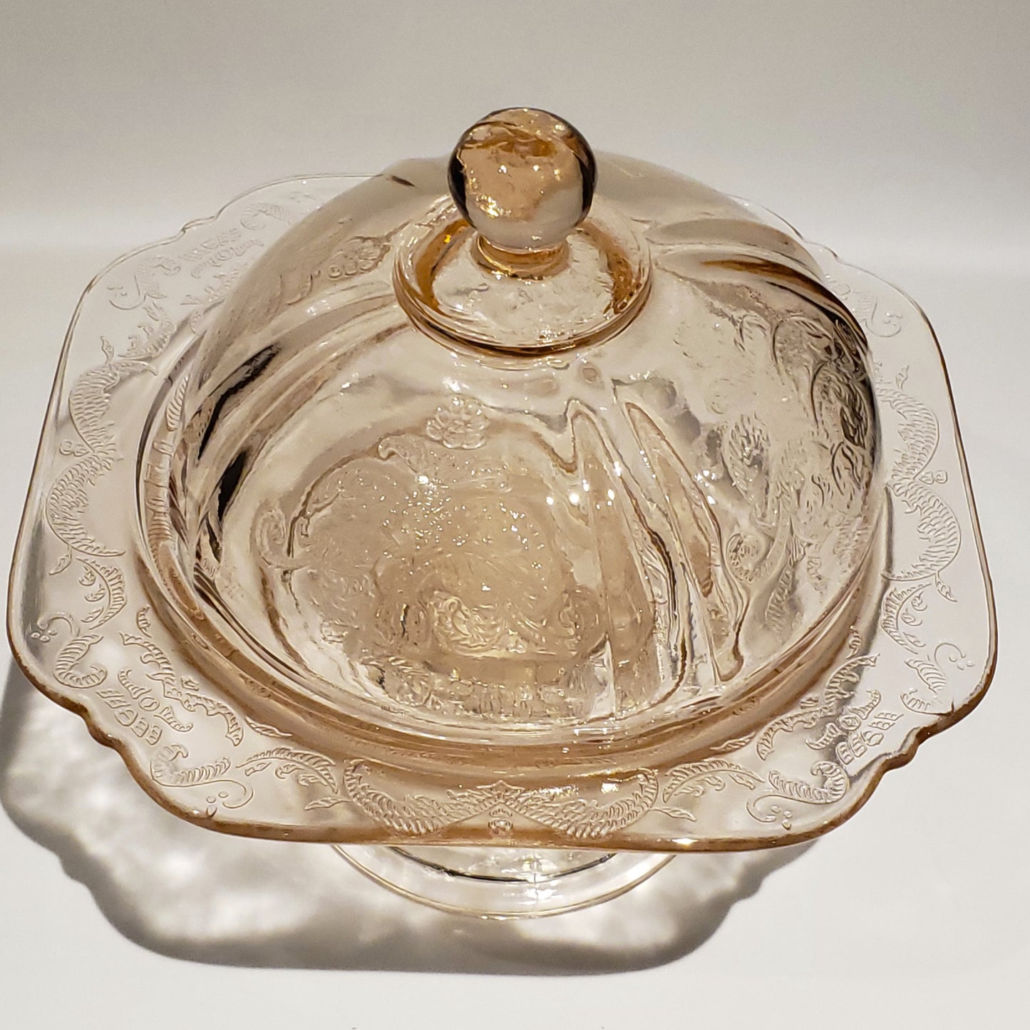 Pink Depression Glass Pedestal Dish with Lid, by Federal Glass Co.