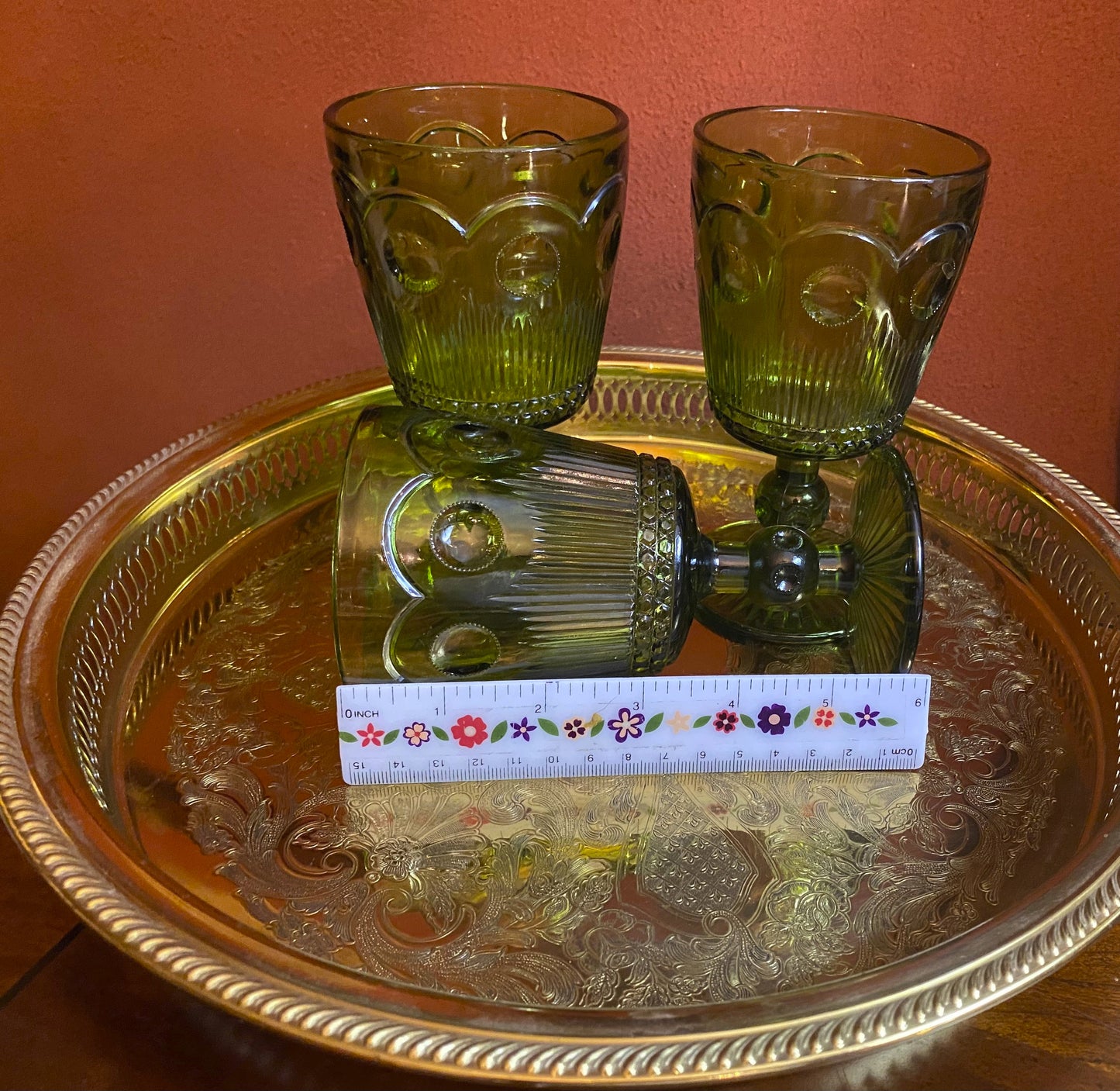 St. Genevieve Green Water Goblets by Bartlett Collins