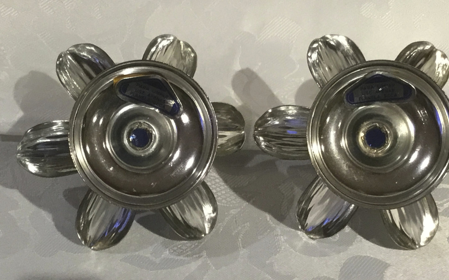 Eberle Cobalt Blue and Silver Candle Holders