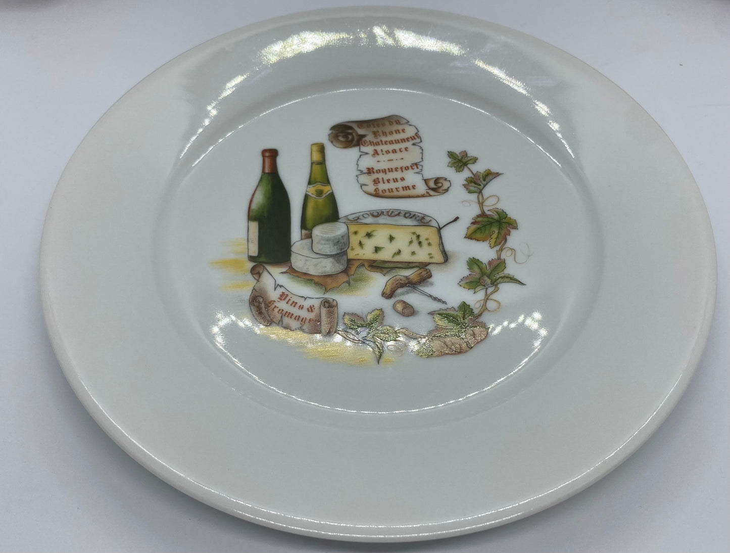 Limoges  Porcelaine De Sologne Wine & Cheese Plates, Set of 6