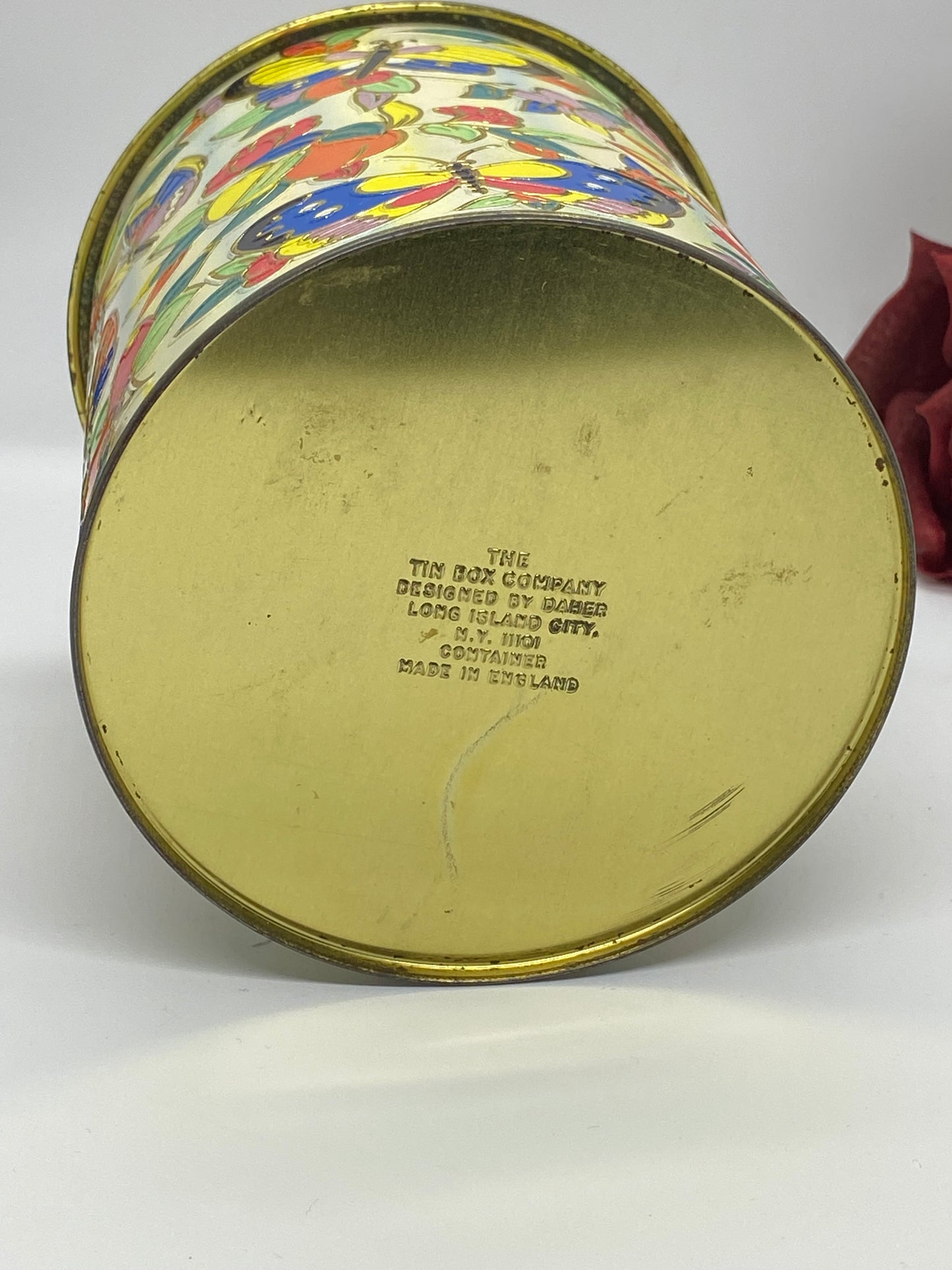 Butterfly Tin, Designed by Daher, Long Island, N. Y. Made in England