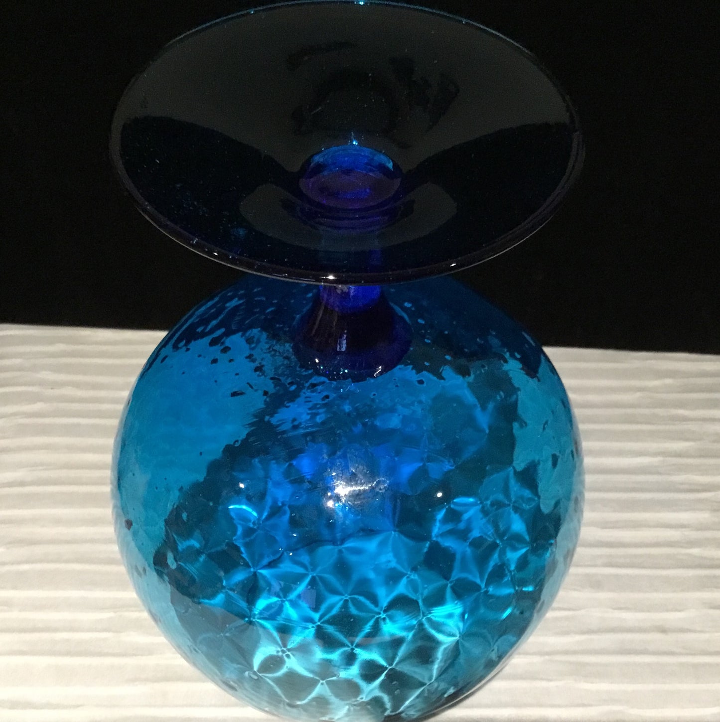 Vintage Empoli Style Stemmed Blue Glass Vase
