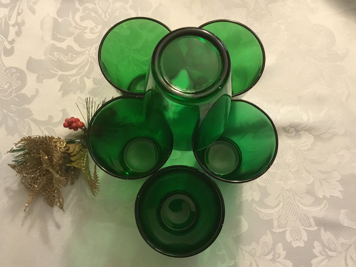9 Oz Flat Tapered Tumbler Forest Green by Anchor Hocking, Set of 6