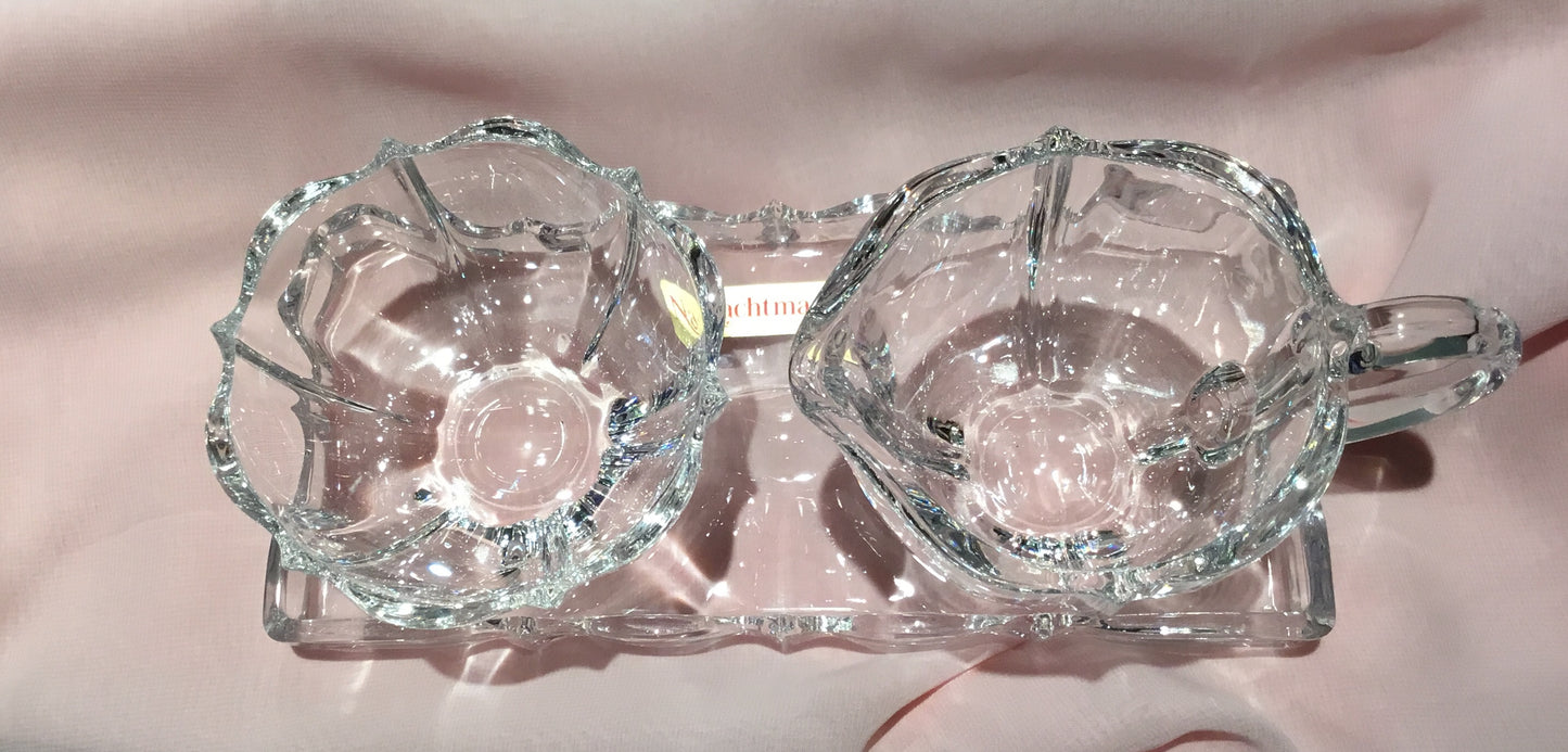 Nachtmann Sugar Creamer Tray Set Venus Germany 24% Lead Crystal